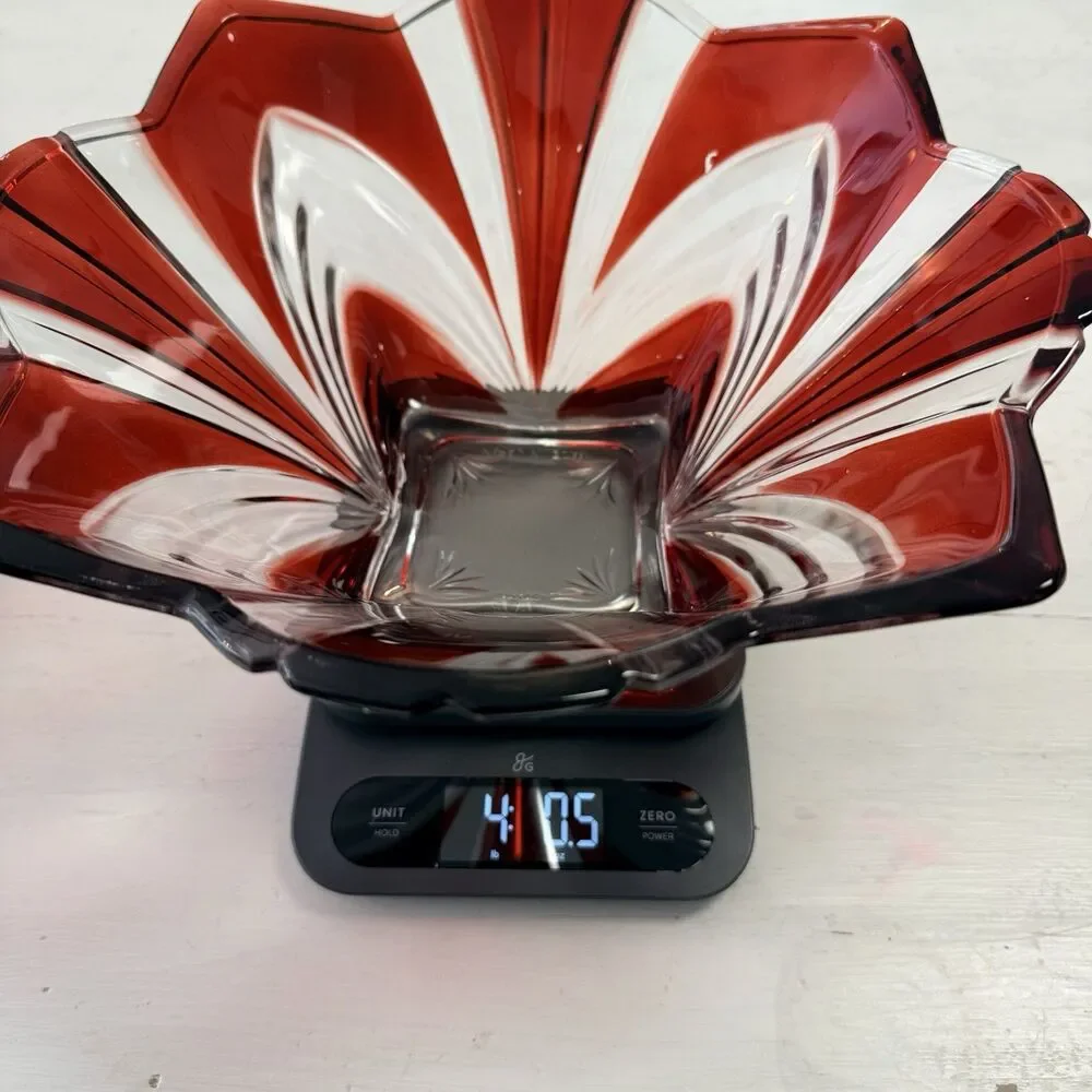 Fifth Avenue Ruby Red Crystal Large Serving Bowl SOGA Japan Cut to Clear Square